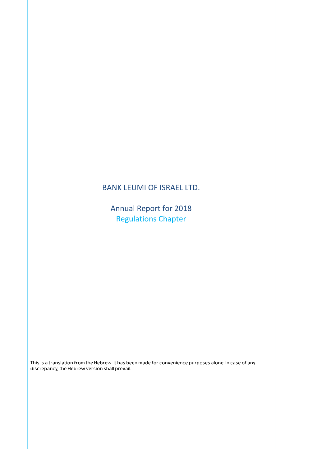 BANK LEUMI of ISRAEL LTD. Annual Report for 2018 Regulations Chapter