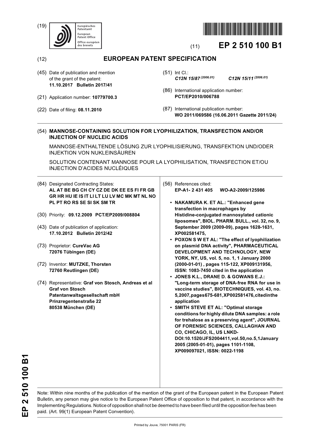 Mannose-Containing Solution for Lyophilization