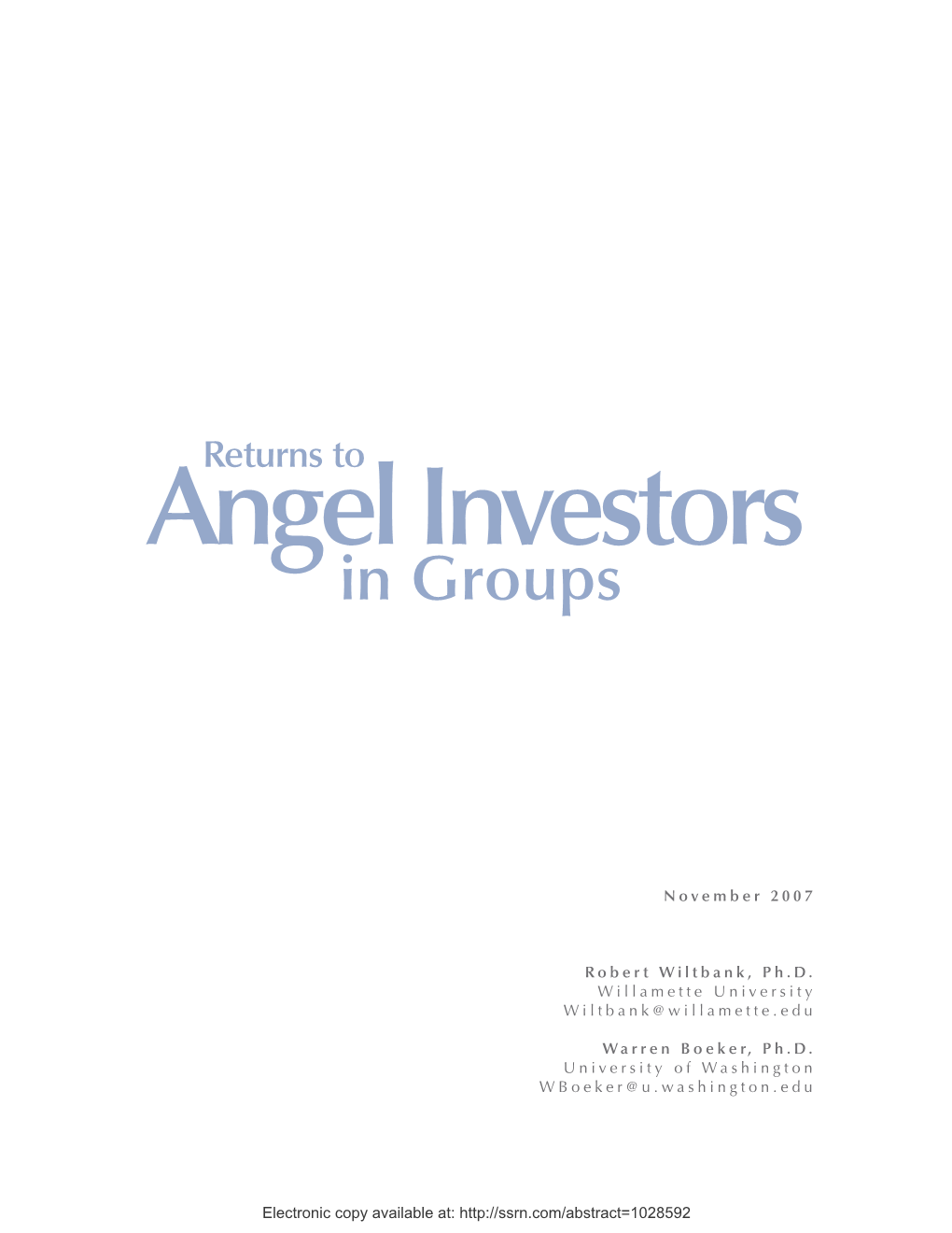 Returns to Angel Investors in Groups