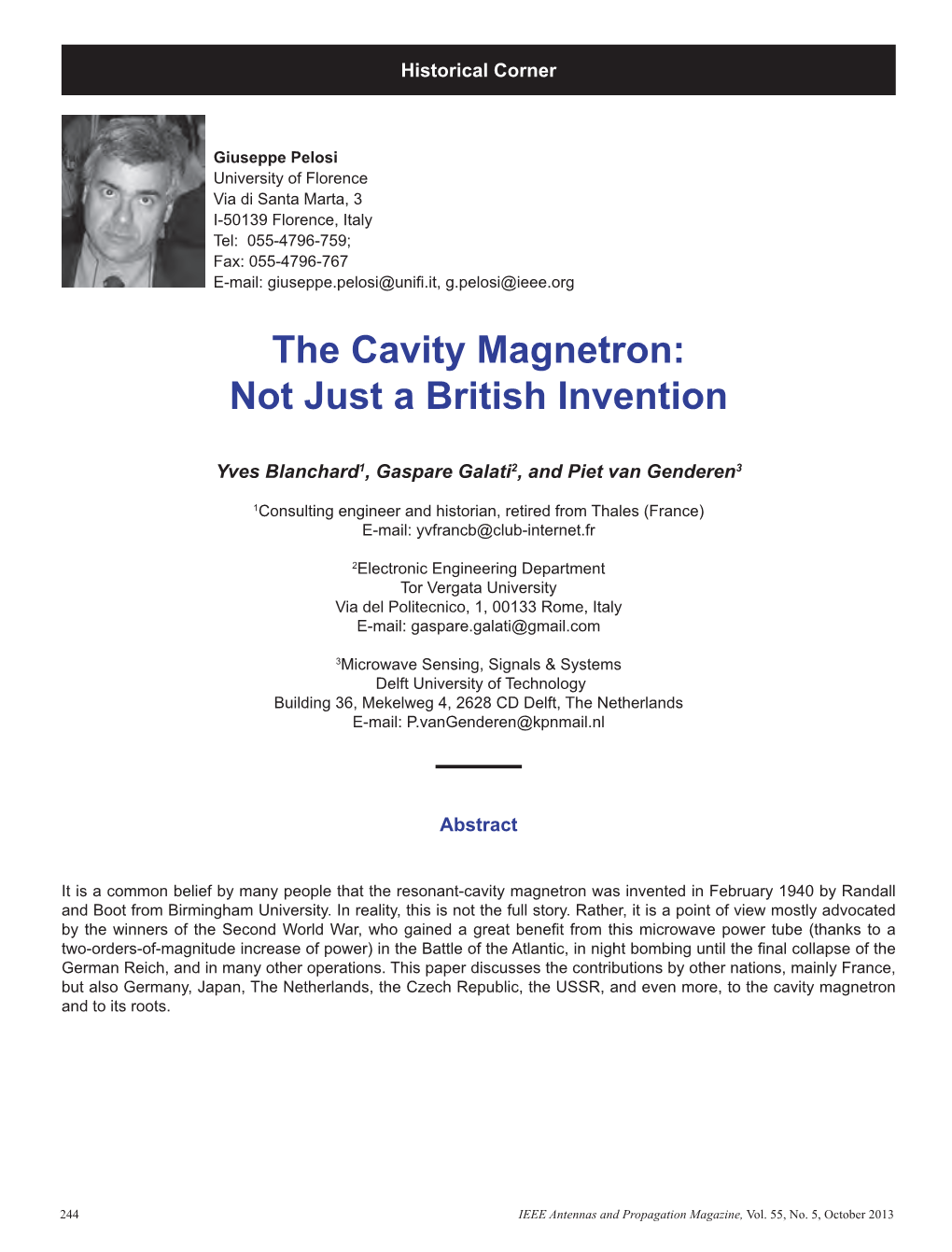 The Cavity Magnetron: Not Just a British Invention