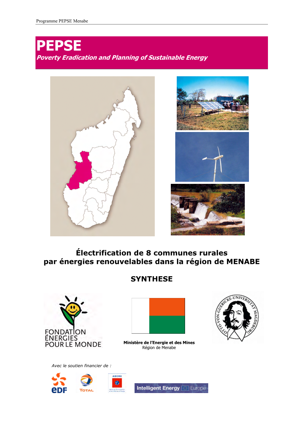 Électrification De 8 Communes Rurales Par Énergies Renouvelables Dans La Région De MENABE