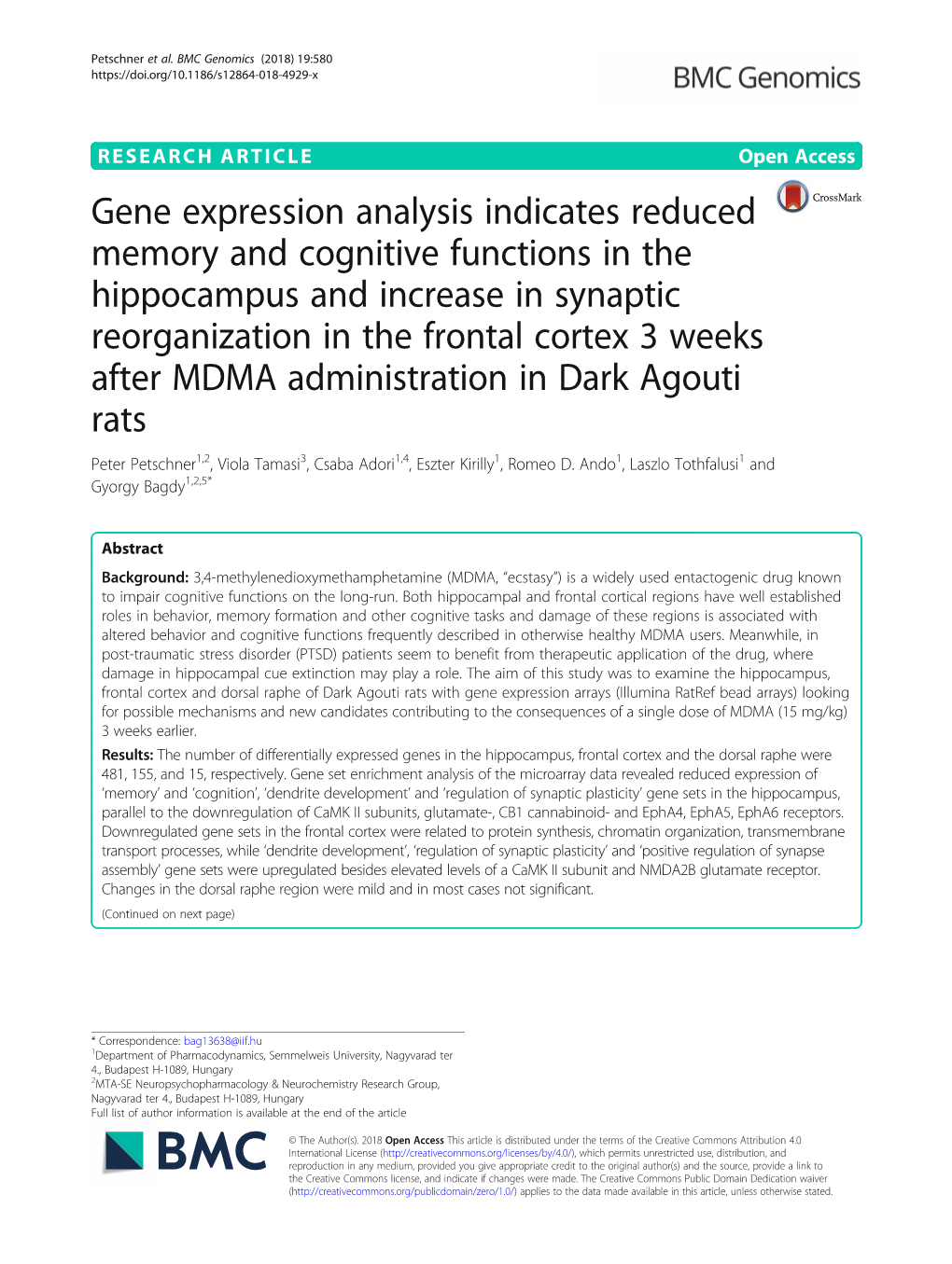Gene Expression Analysis Indicates Reduced Memory and Cognitive