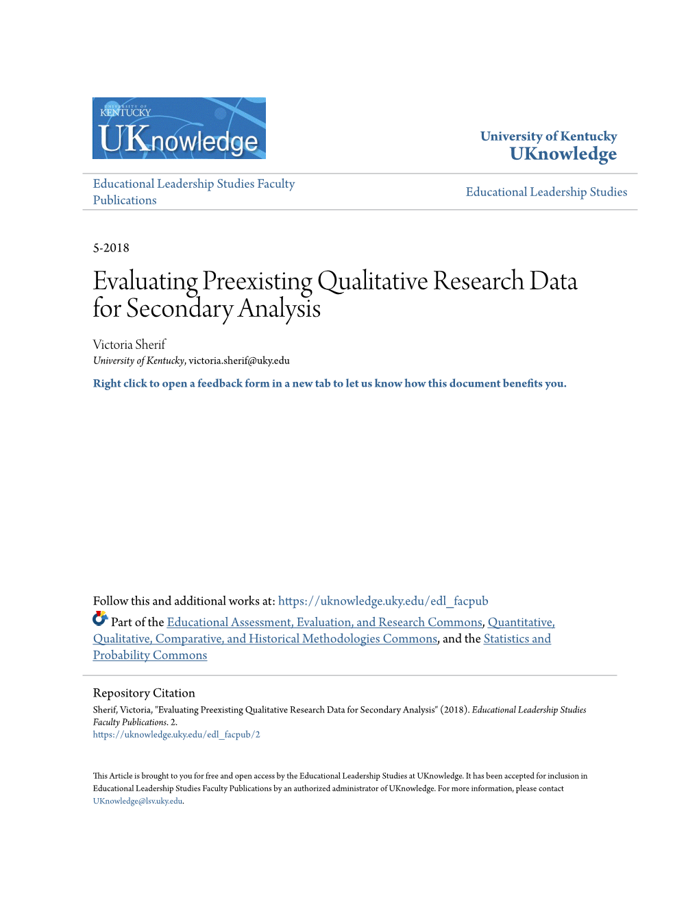 Evaluating Preexisting Qualitative Research Data for Secondary