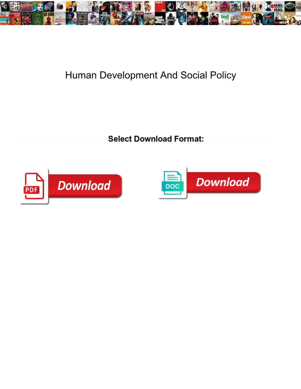 Human Development and Social Policy