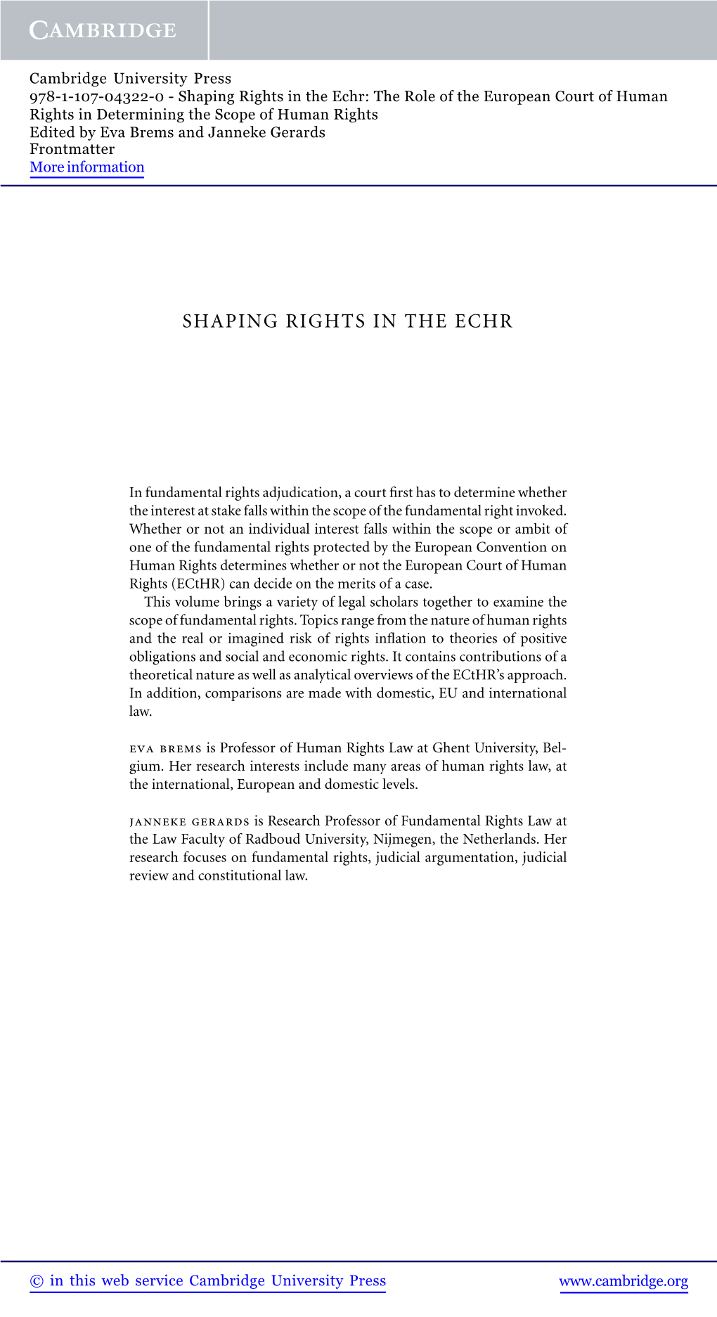 Shaping Rights in the Echr