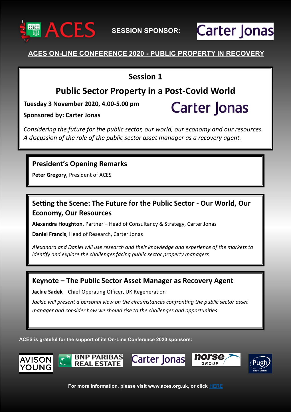 Public Sector Property in a Post-Covid World Tuesday 3 November 2020, 4.00-5.00 Pm Sponsored By: Carter Jonas