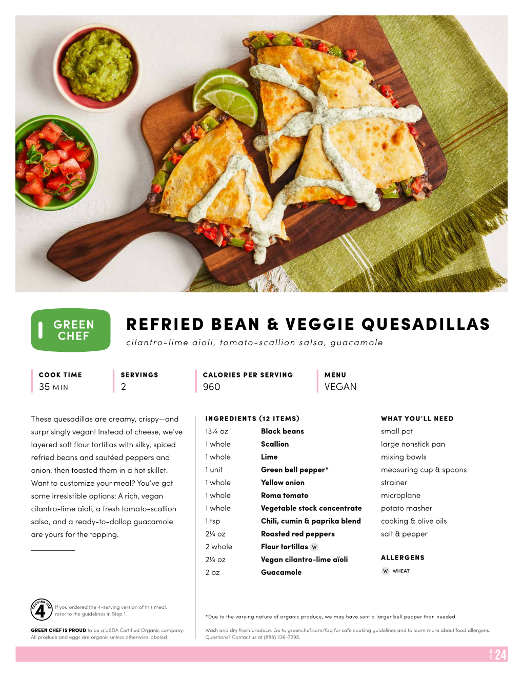 Refried Bean & Veggie Quesadillas