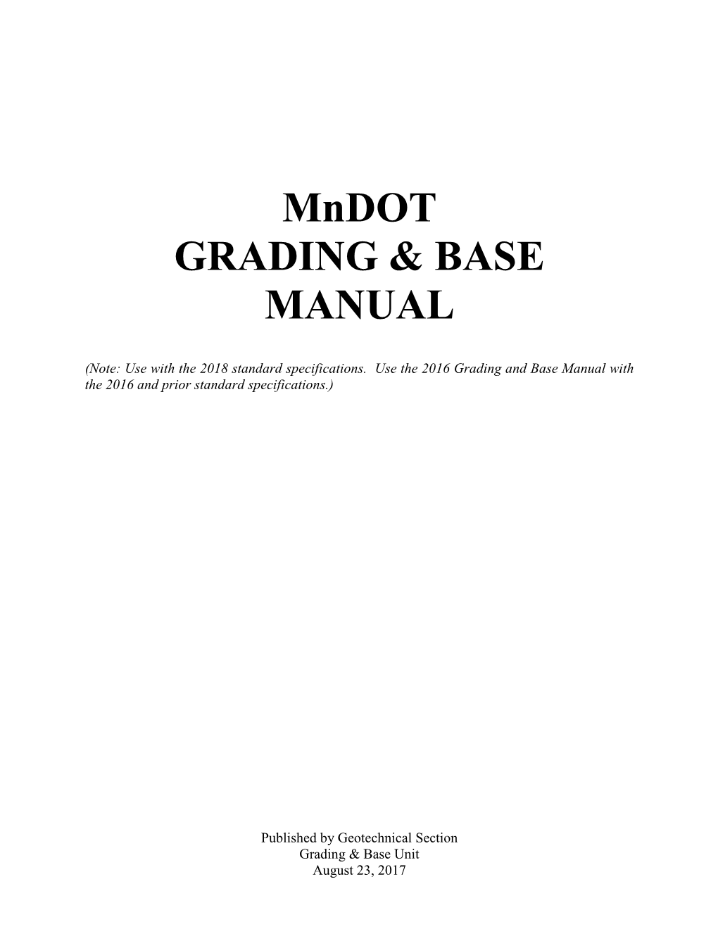 Mndot GRADING & BASE MANUAL