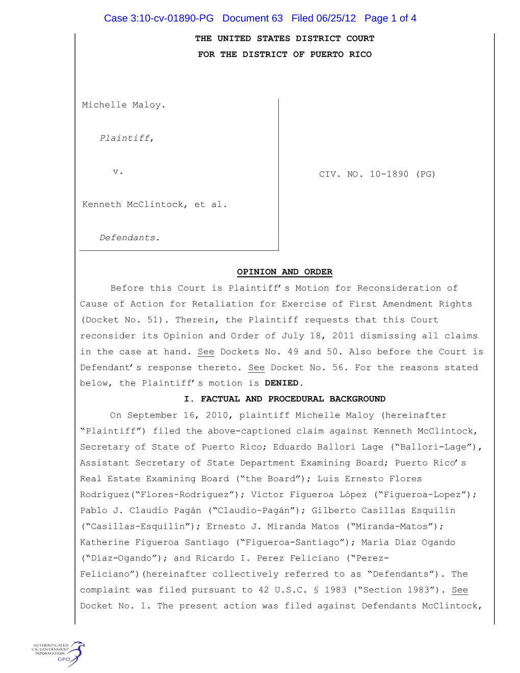 Case 3:10-Cv-01890-PG Document 63 Filed 06/25/12 Page 1 of 4