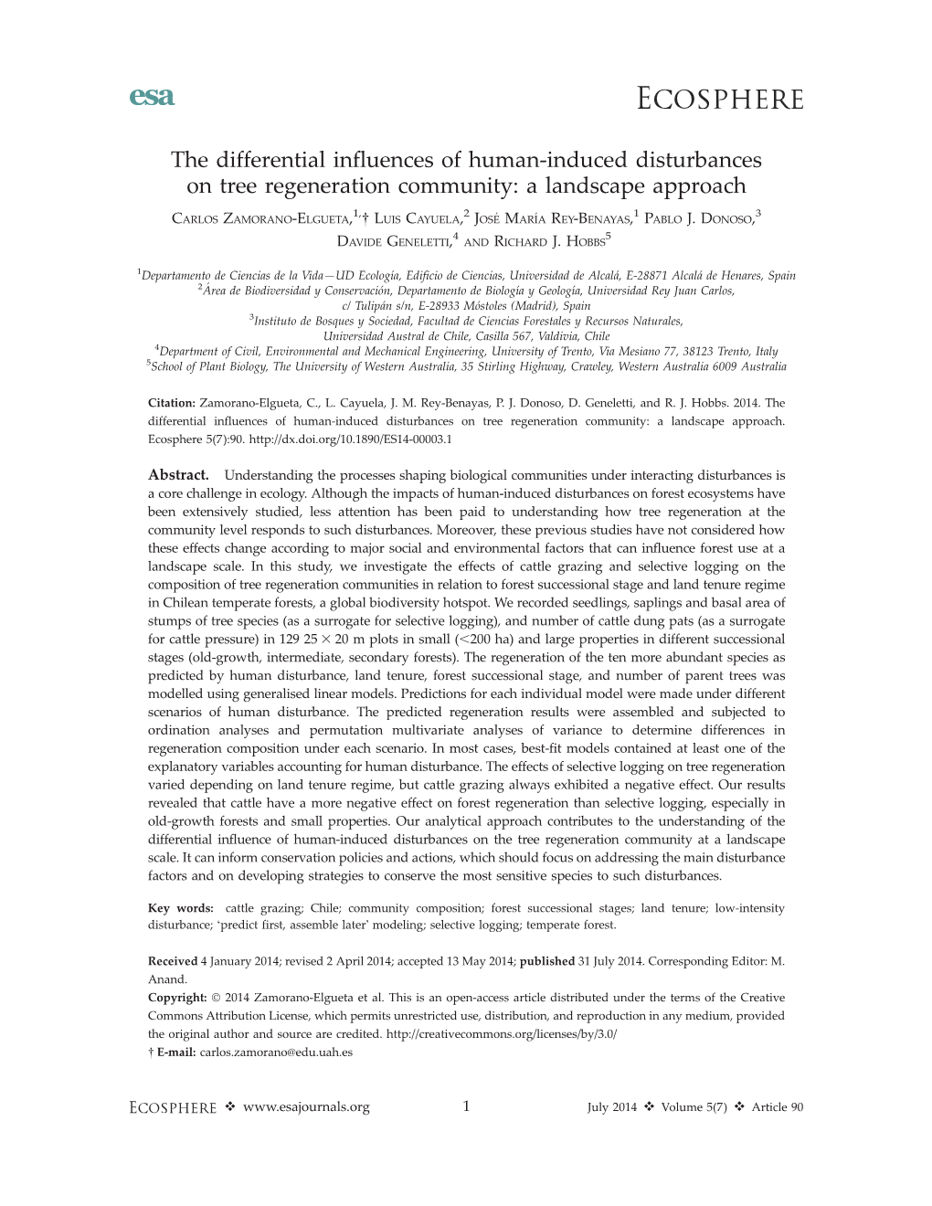 The Differential Influences of Human-Induced Disturbances On