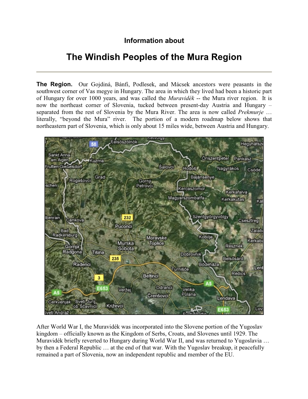 The Windish Peoples of the Mura Region