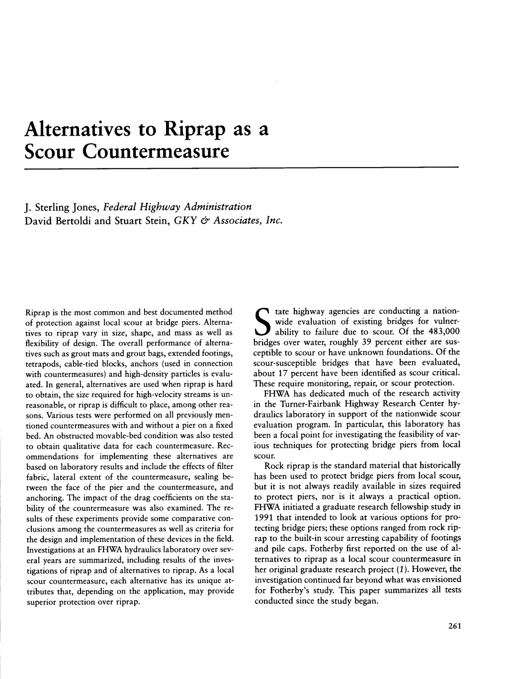 Alternatives to Riprap As a Scour Countermeasure