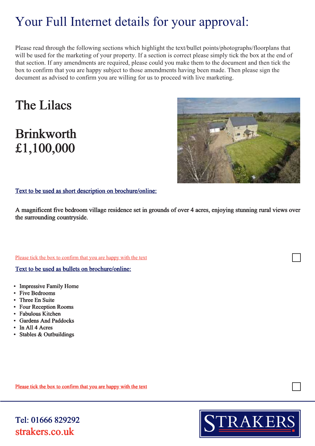 The Lilacs Brinkworth £1100000 Your Full Internet Details For