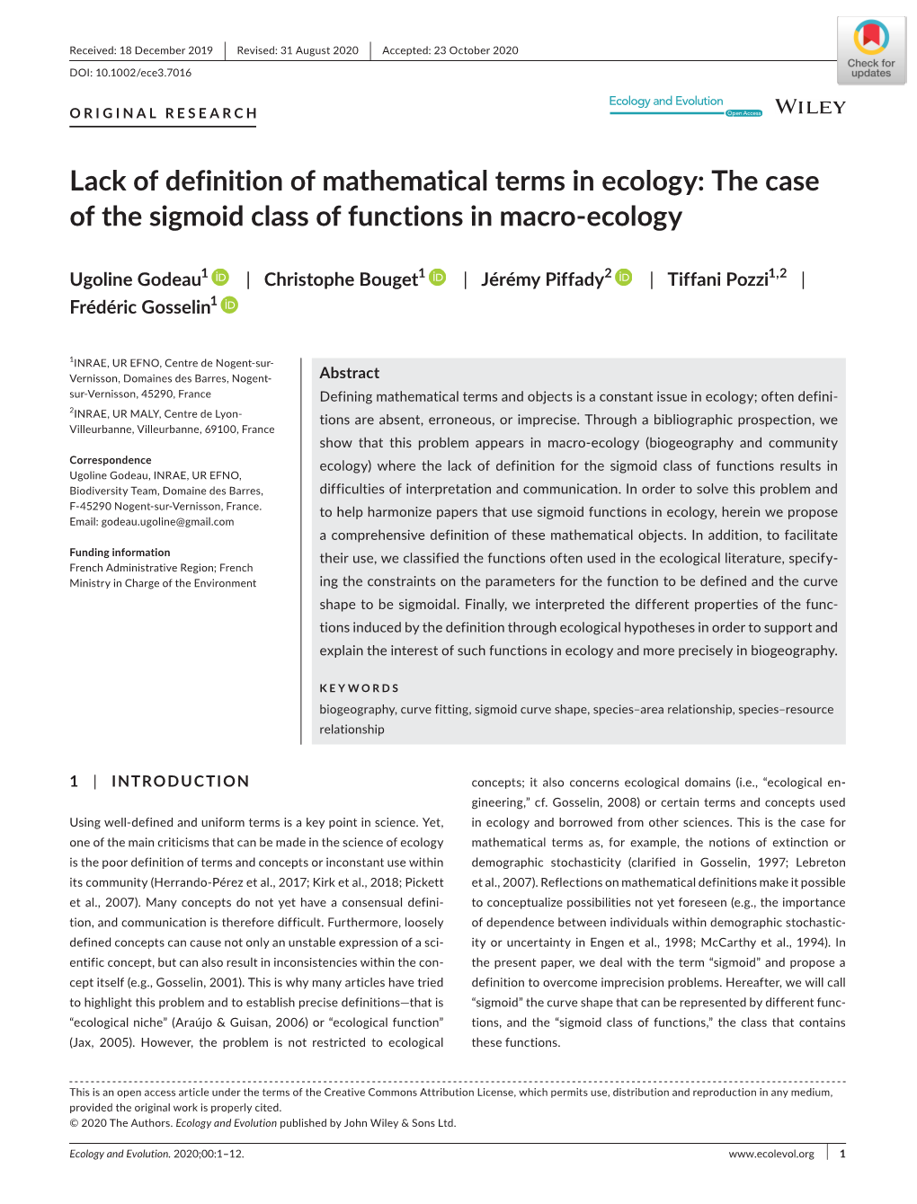 The Case of the Sigmoid Class of Functions in Macro‐Ecology