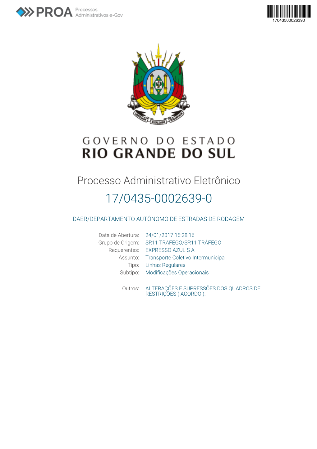 Processo Administrativo Eletrônico 17/0435-0002639-0