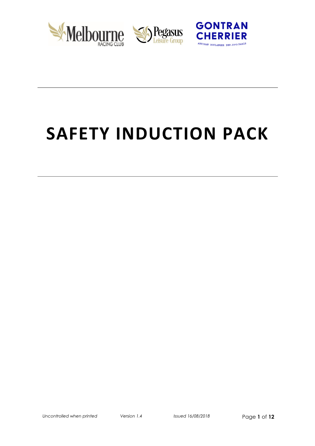 Safety Induction Pack