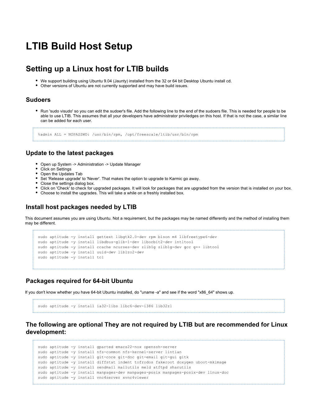 LTIB Build Host Setup