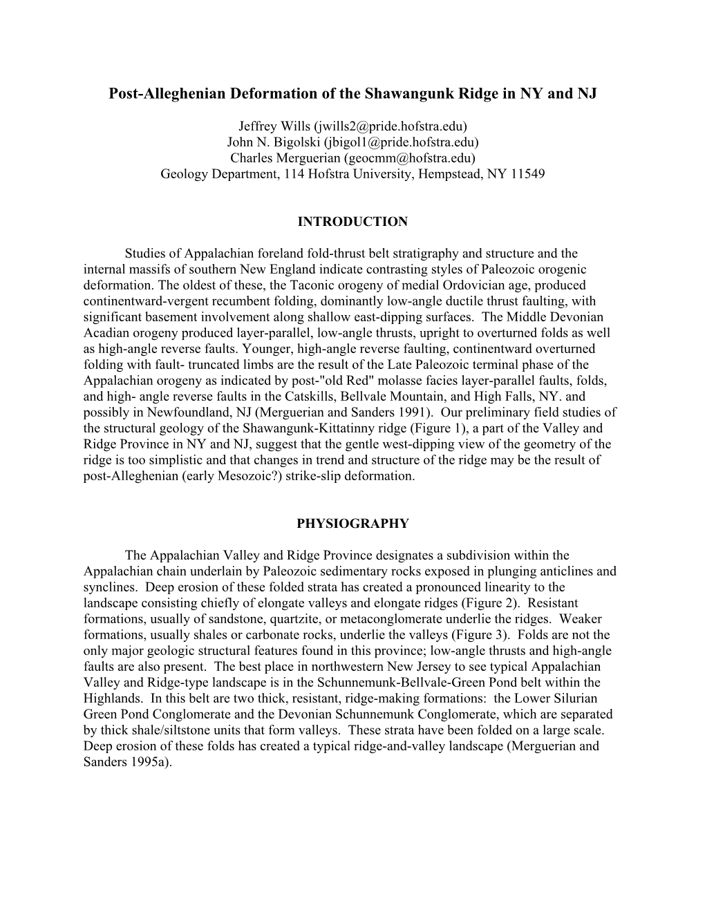 Post-Alleghenian Deformation of the Shawangunk Ridge in NY and NJ