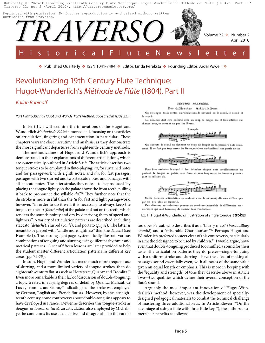 Revolutionizing 19Th-Century Flute Technique: Hugot-Wunderlich's Méthode De Flûte (1804), Part II