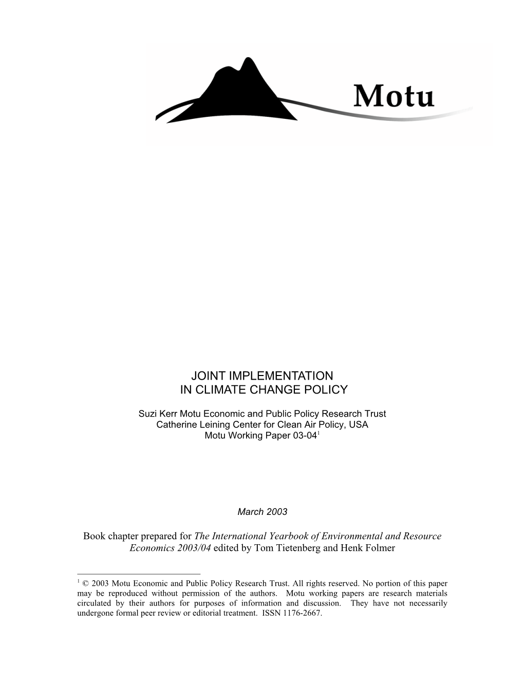 Joint Implementation in Climate Change Policy