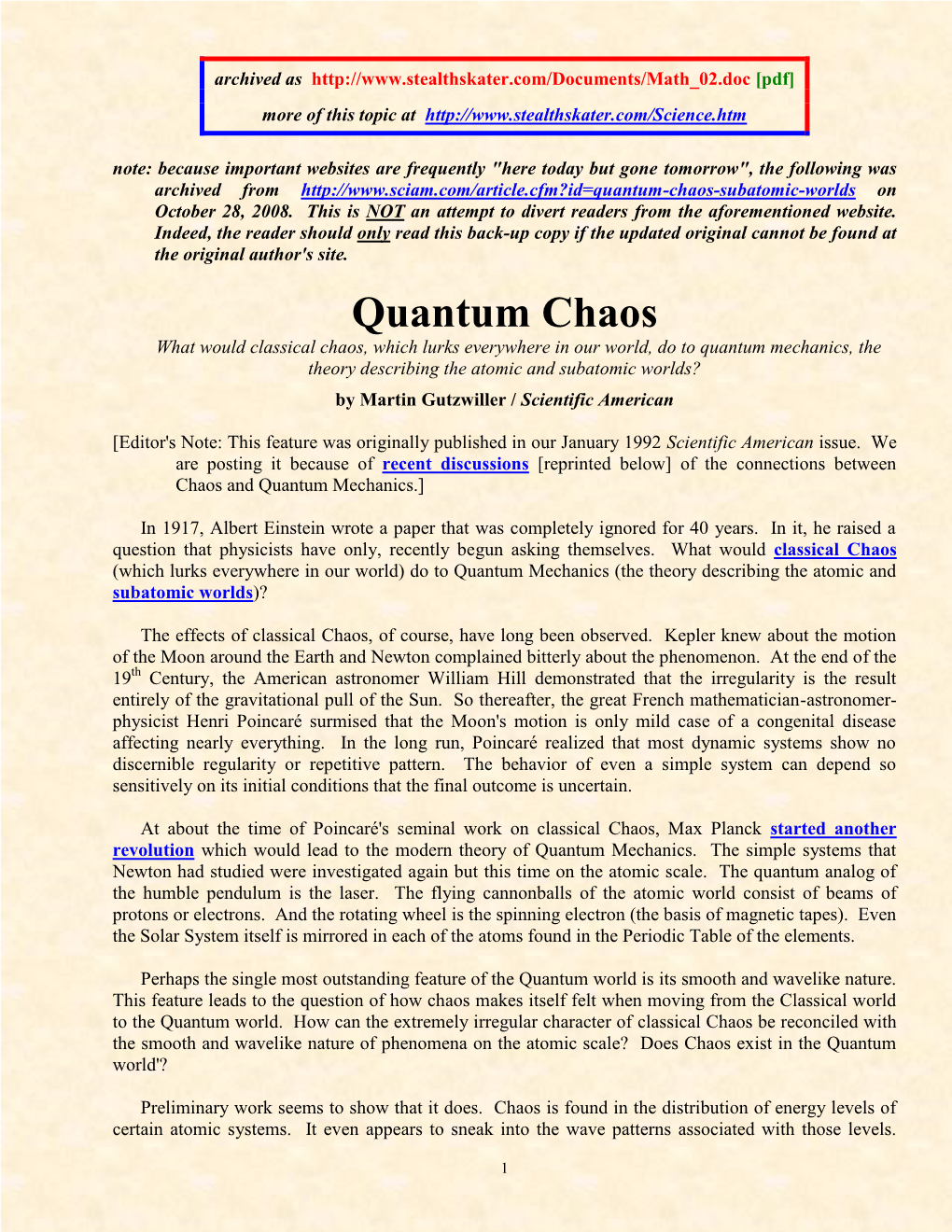 Quantum Chaos