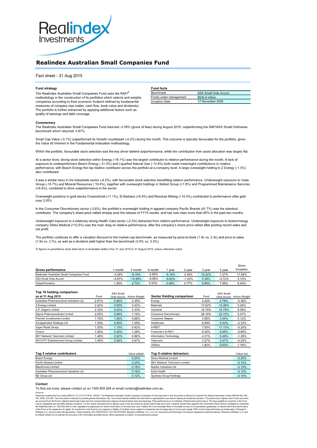 Realindex Australian Small Companies Fund