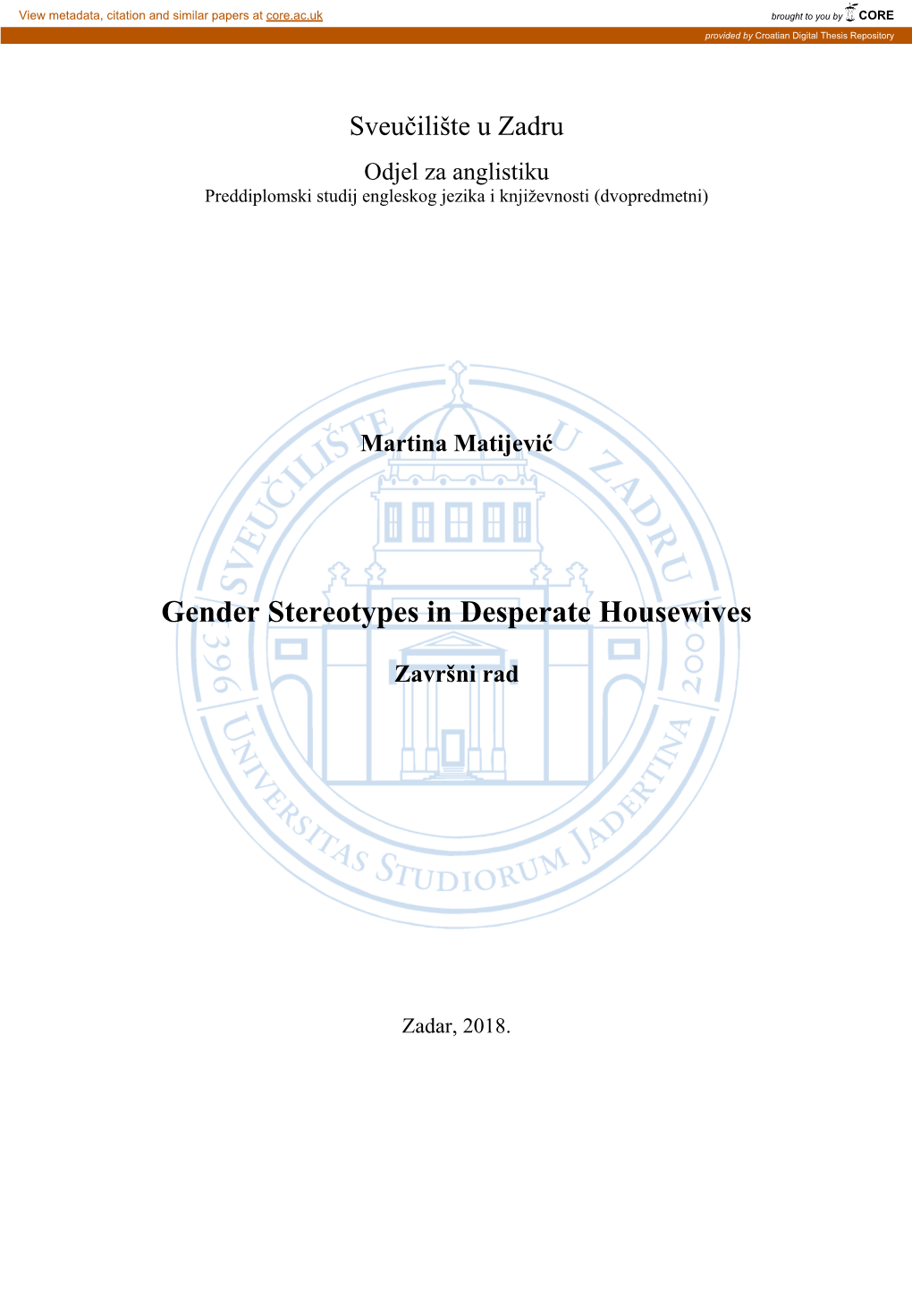 Gender Stereotypes in Desperate Housewives