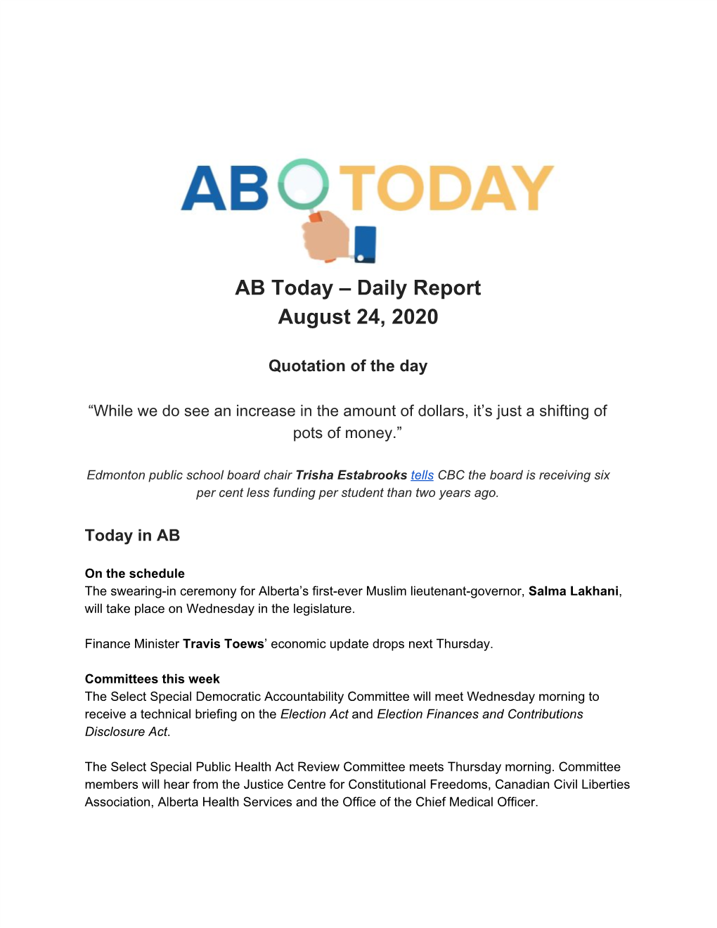 AB Today – Daily Report August 24, 2020