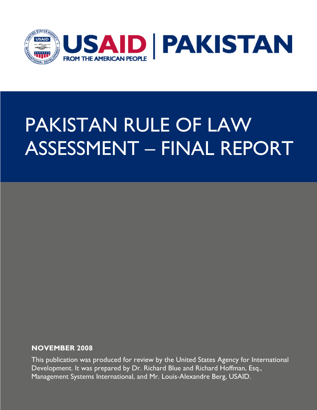 Pakistan Rule of Law Assessment – Final Report