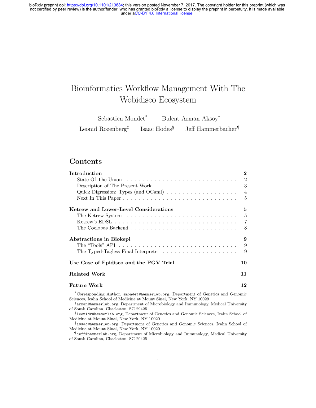 Bioinformatics Workflow Management with the Wobidisco Ecosystem