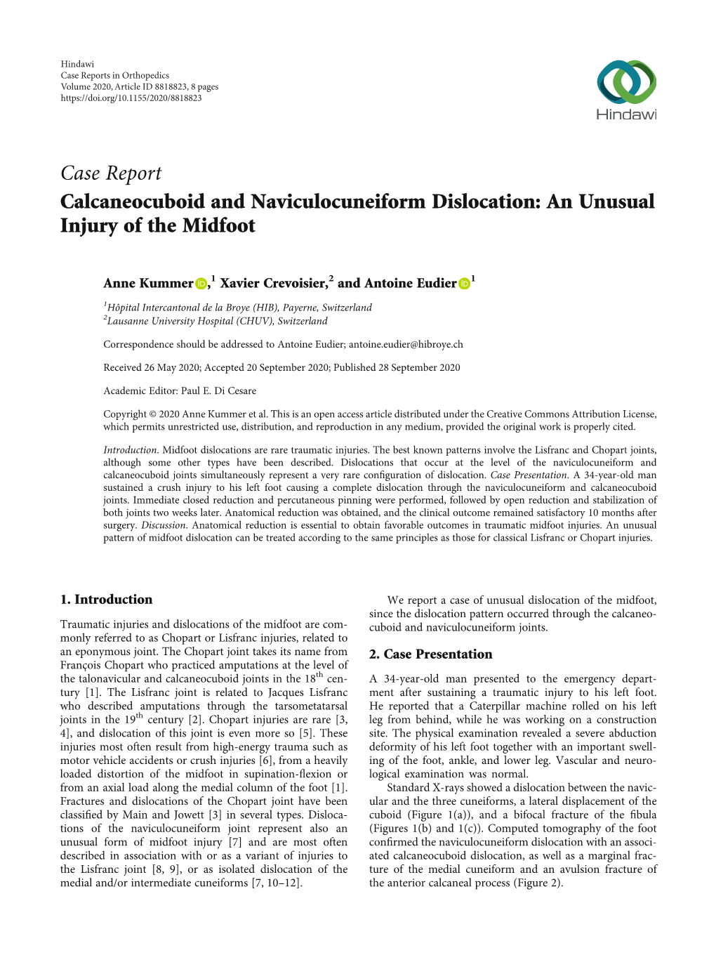 Calcaneocuboid and Naviculocuneiform Dislocation: an Unusual Injury of the Midfoot