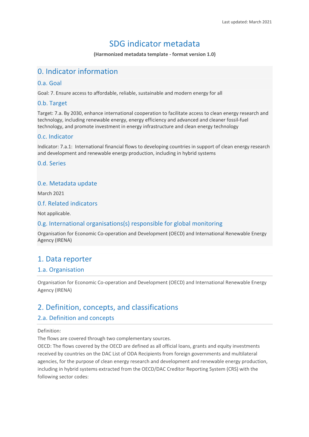 A.1: International Financial Flows to Developing Countries in Support of Clean