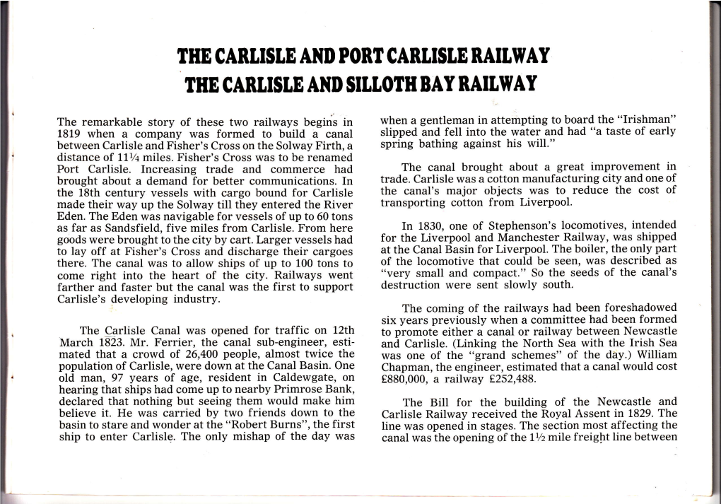 THE CARIISIE and PORT CARIISLE RAITWAY the CARLISIE and SIILOTH BAT Rait}YAY