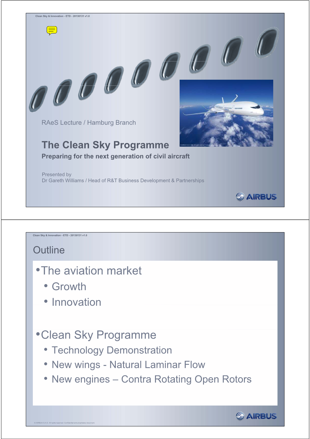 The Clean Sky Programme Preppgaring for the Next G Eneration of Civil Aircraft