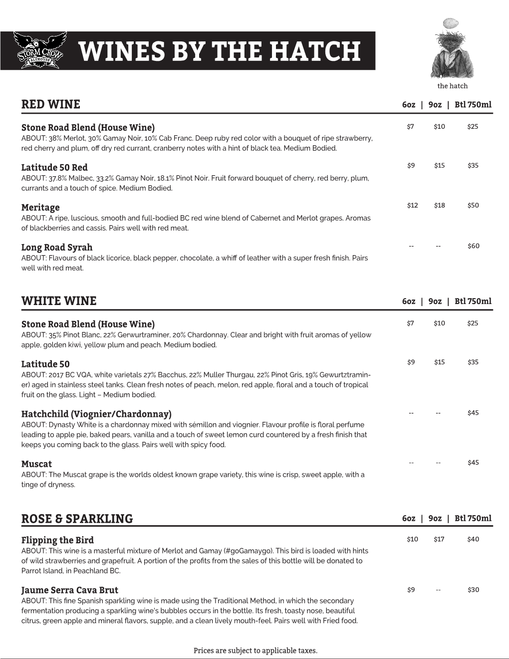 Alehouse Wine Menu Dec22