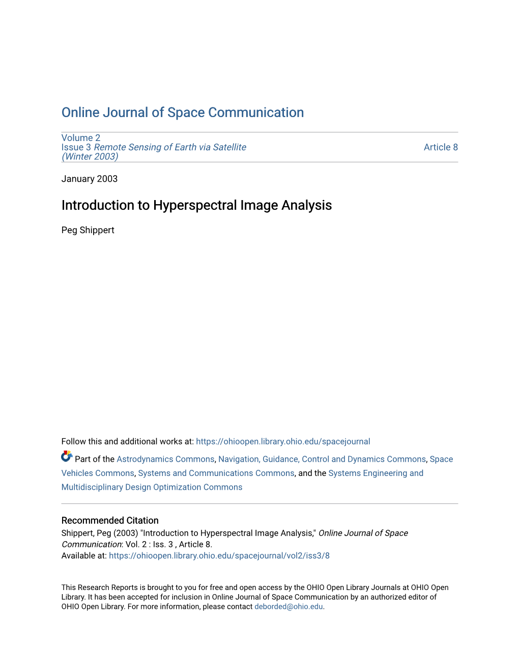Introduction to Hyperspectral Image Analysis