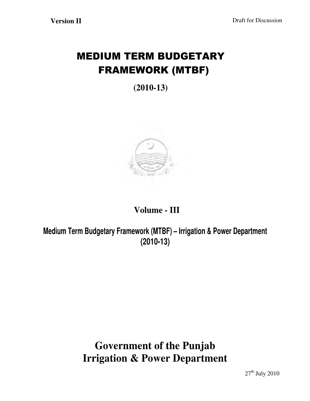 Government of the Punjab Irrigation & Power Department