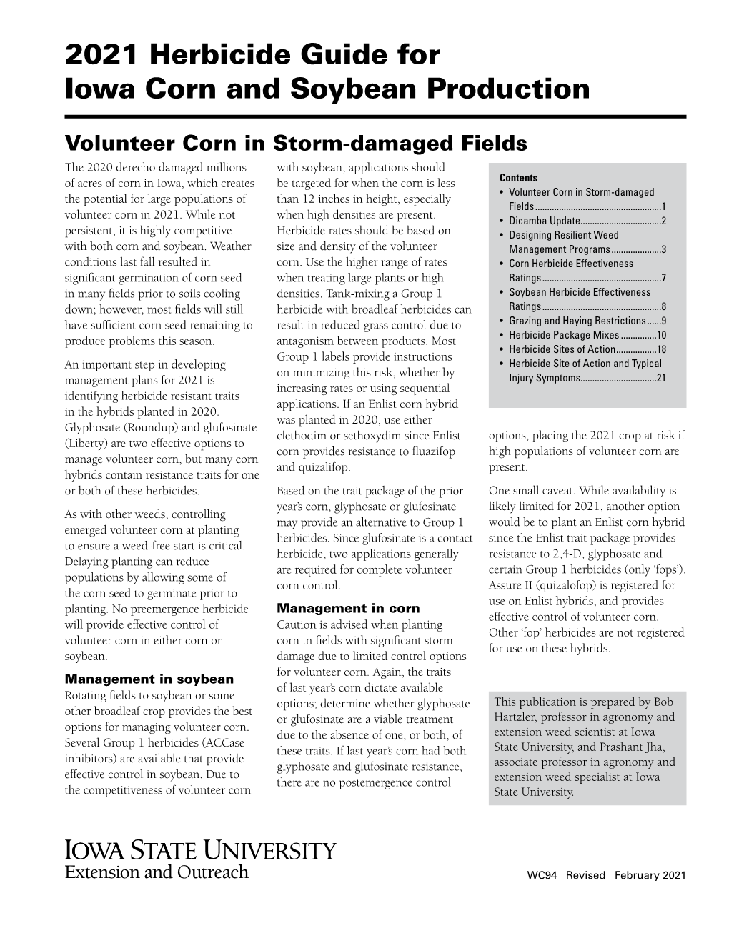 2021 Herbicide Guide for Iowa Corn and Soybean Production