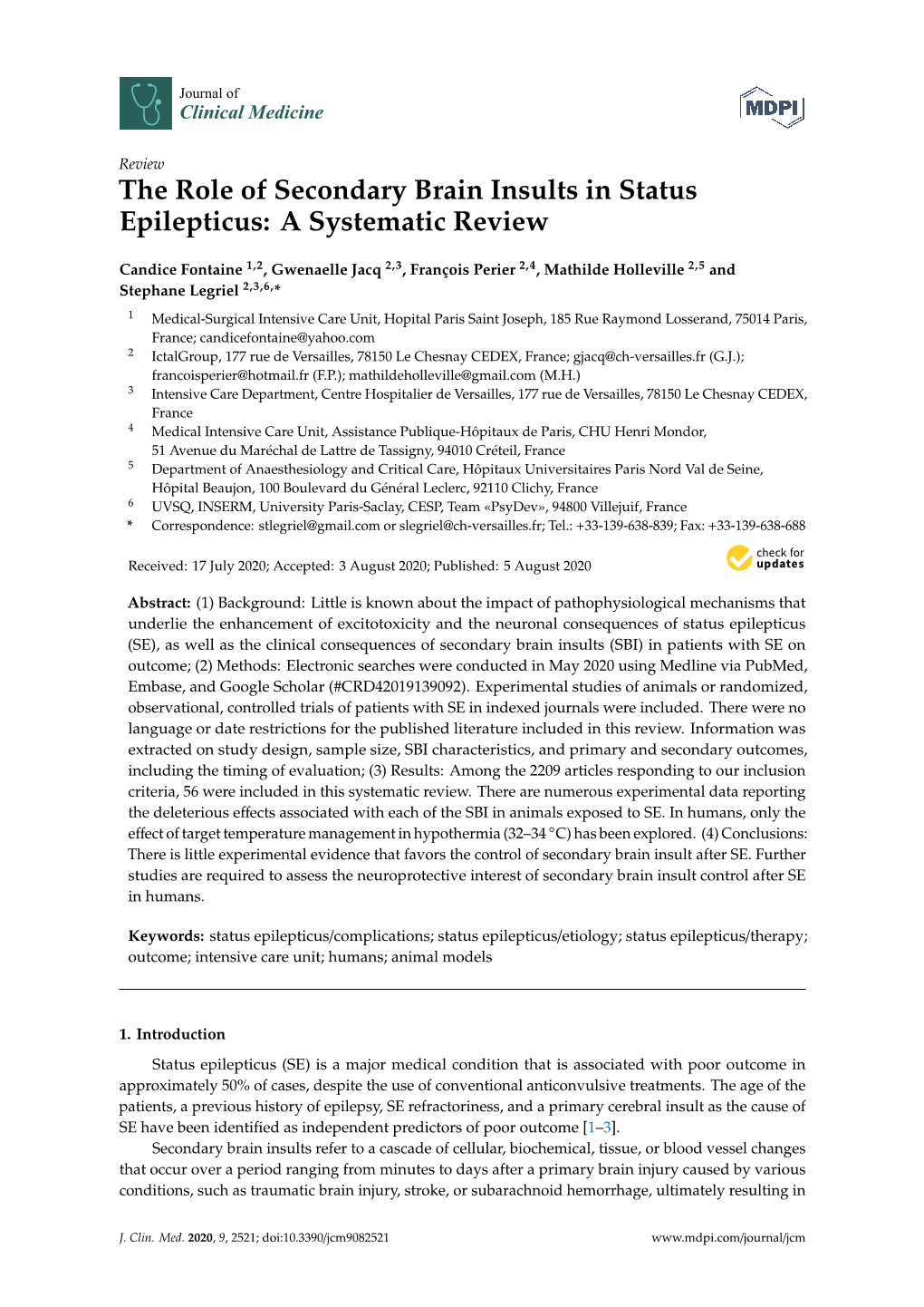 The Role of Secondary Brain Insults in Status Epilepticus: a Systematic Review