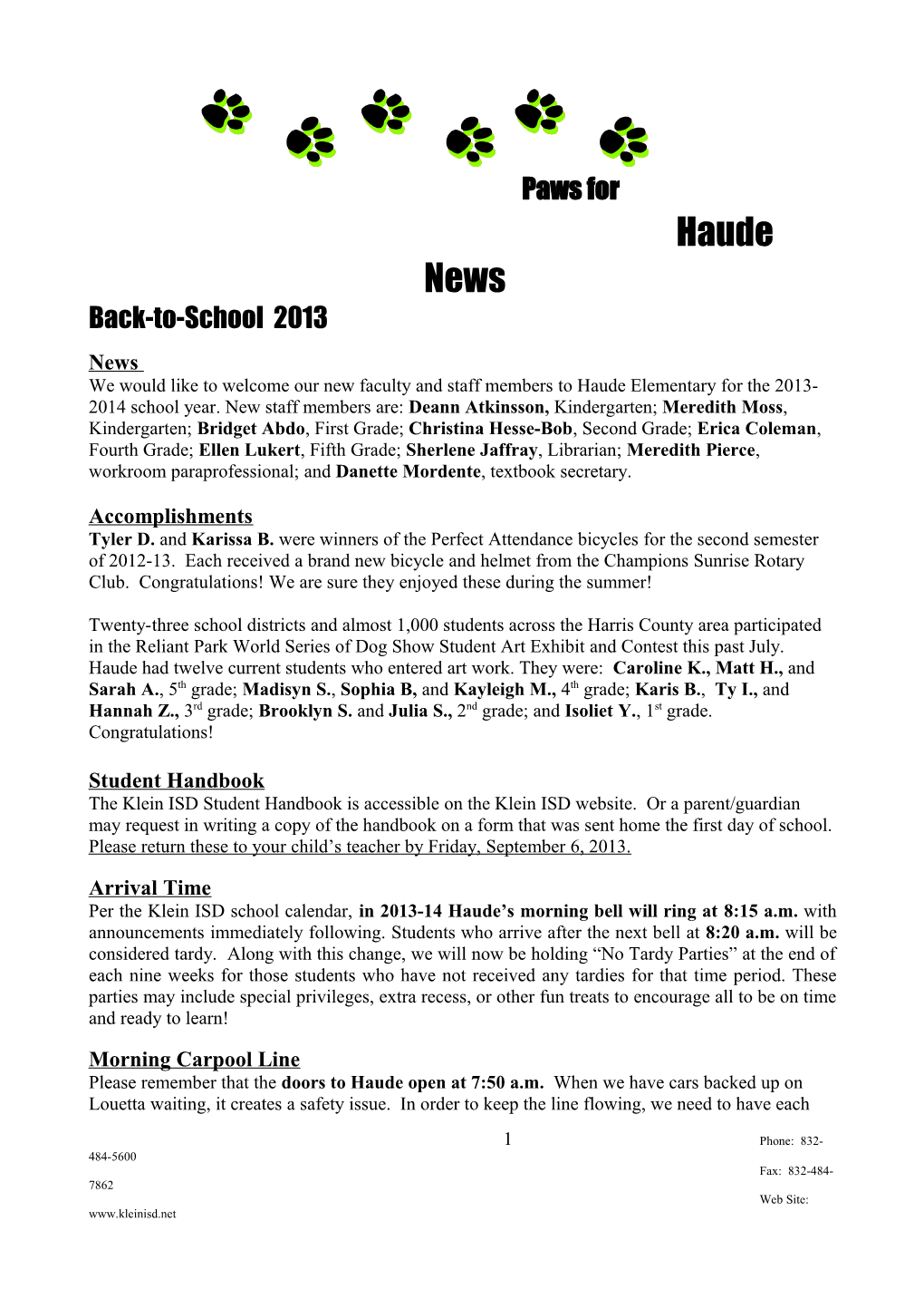 Paws for Haude News