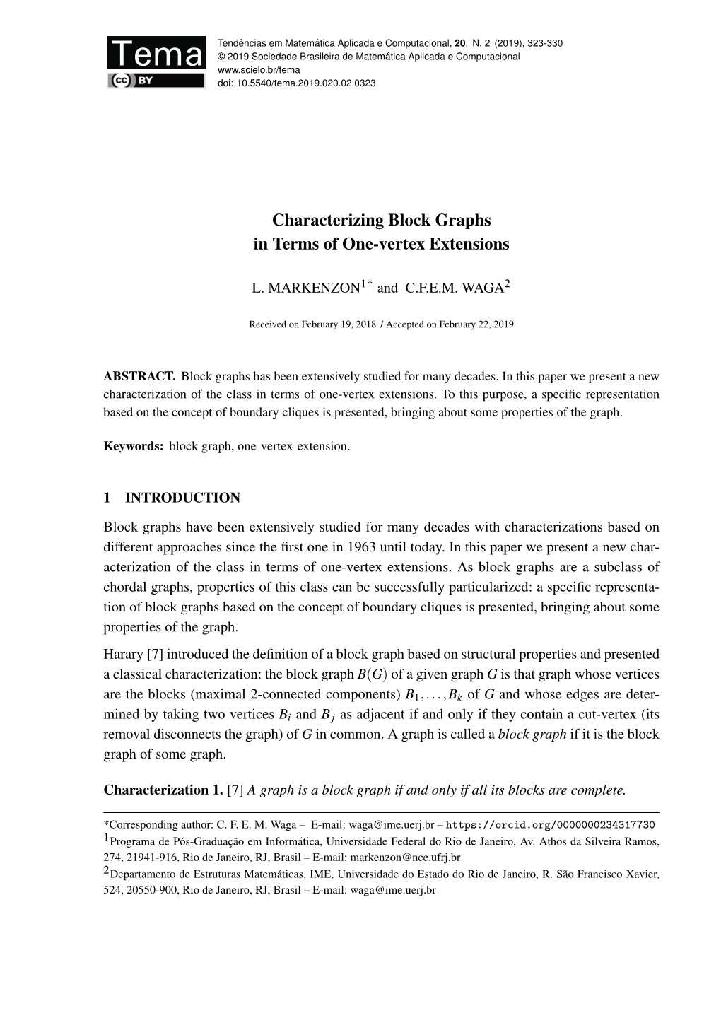 Characterizing Block Graphs in Terms of One-Vertex Extensions