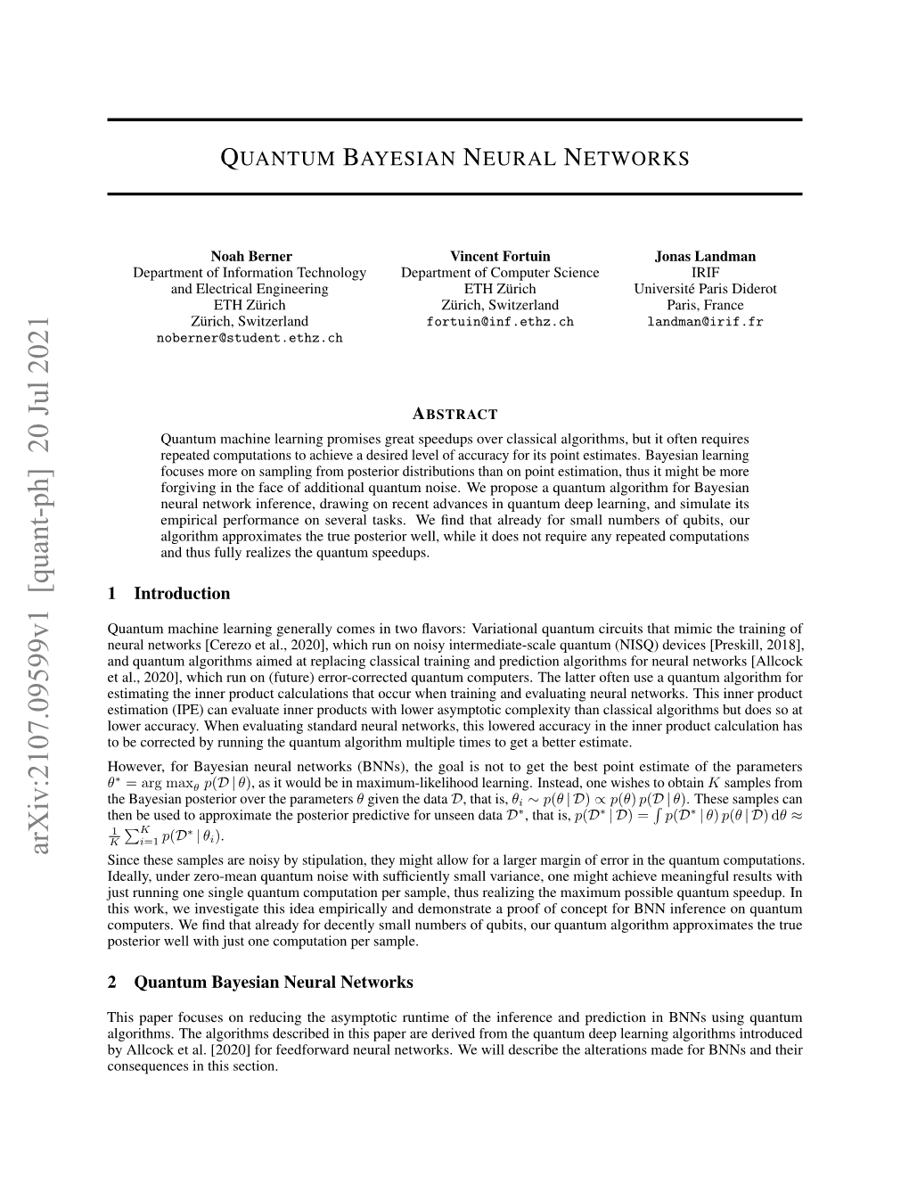 Quantum Bayesian Neural Networks