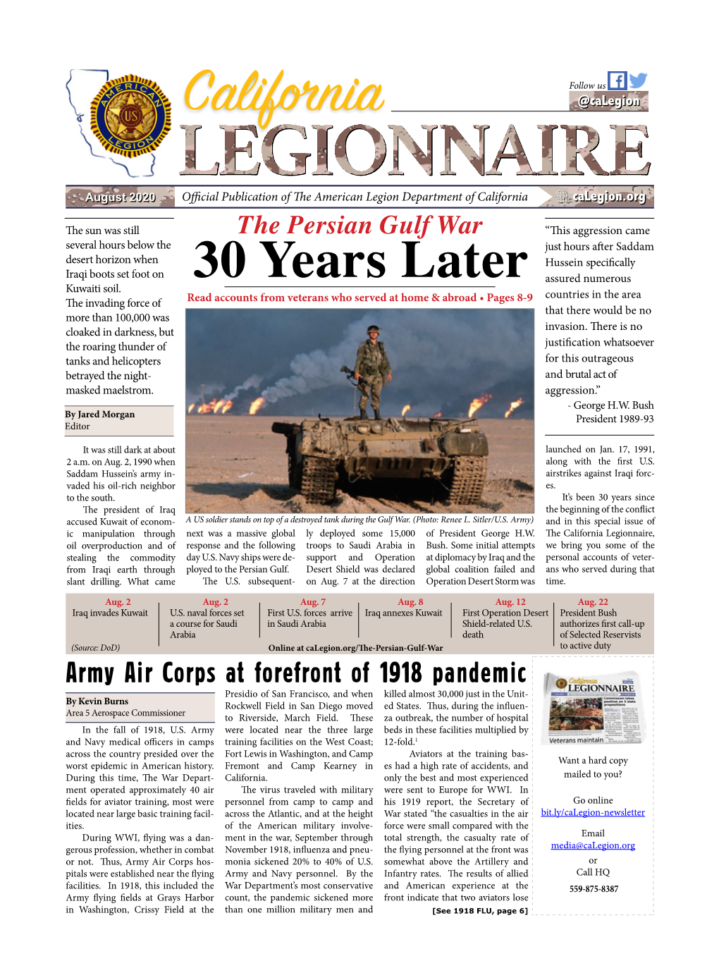 August 2020 Legionnaireofficial Publication of the American Legion Department of California Calegion.Org