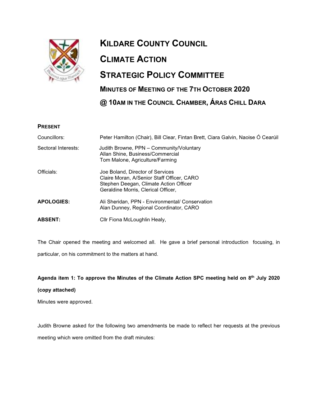 Kildare County Council Climate Action Strategic Policy Committee