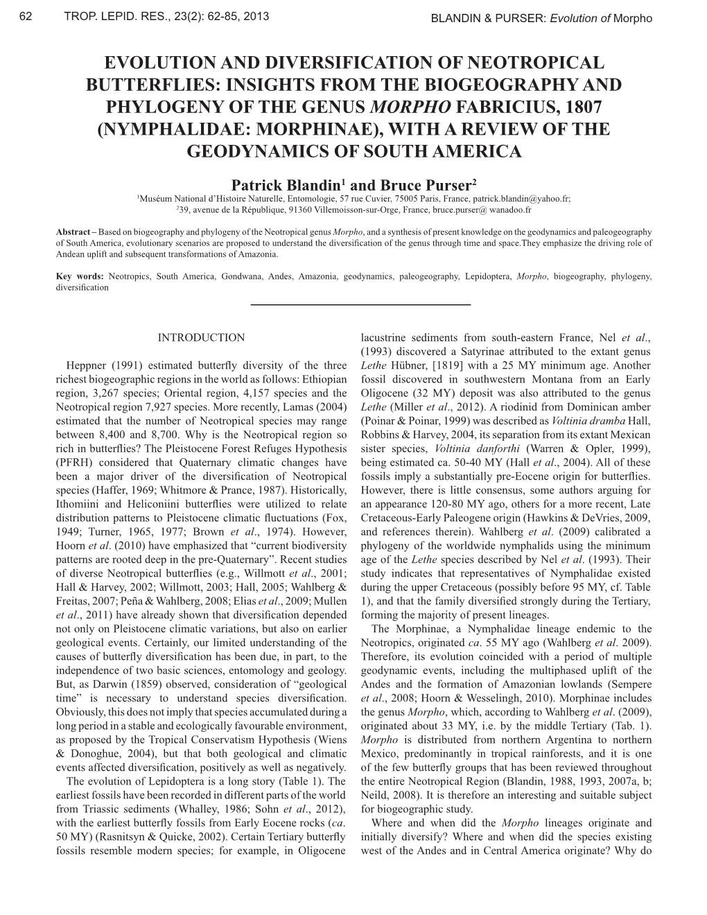 Evolution and Diversification of Neotropical Butterflies