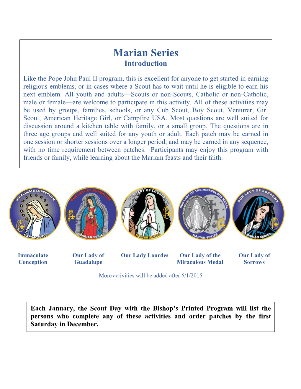 Rosary Patch Program