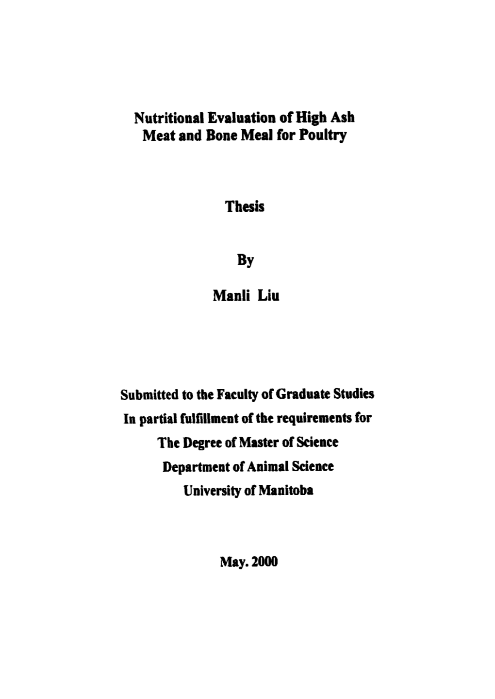 Nutritional Evaluation of High Ash Meat and Bone Meal for Poultry