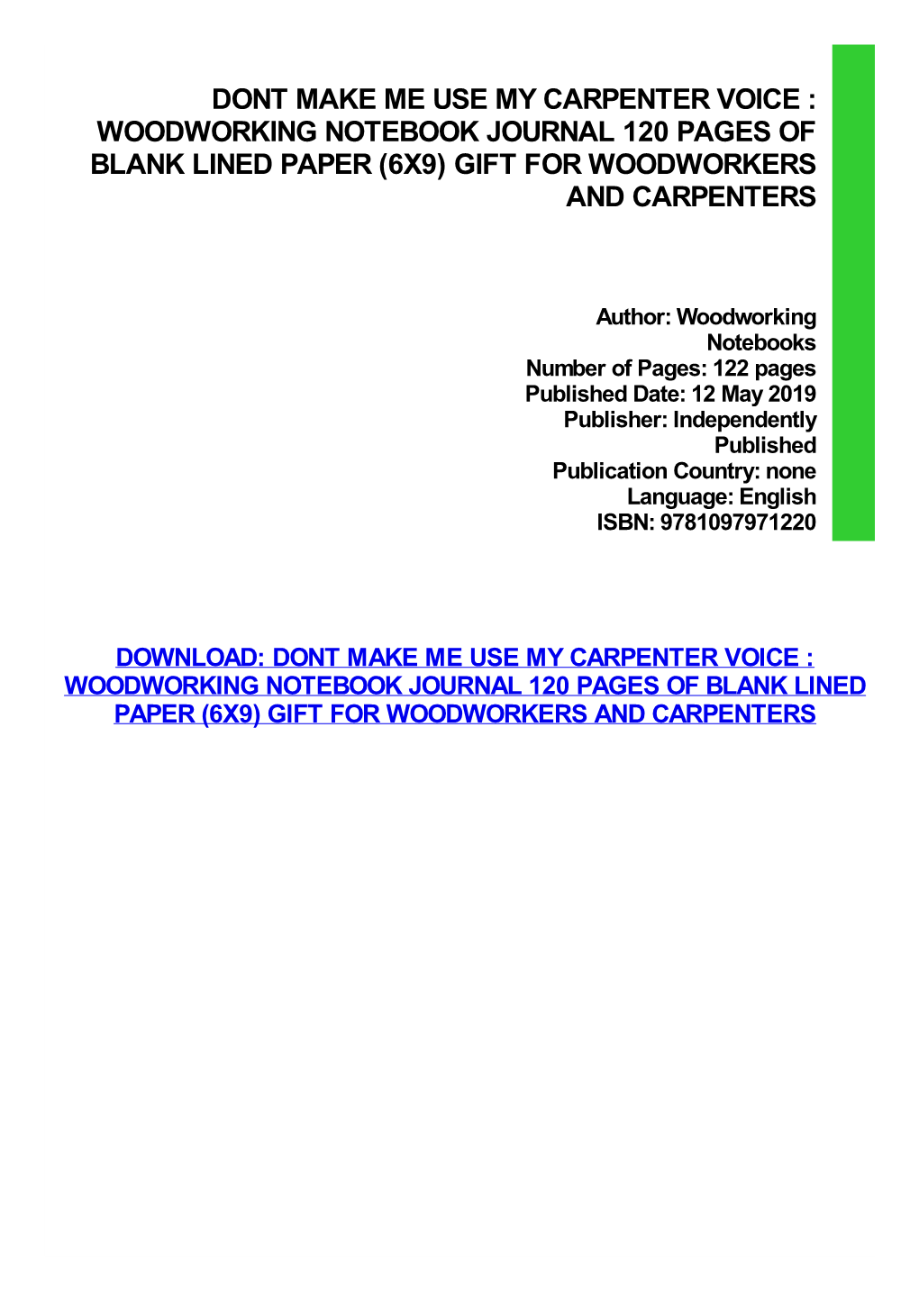 {PDF} Dont Make Me Use My Carpenter Voice