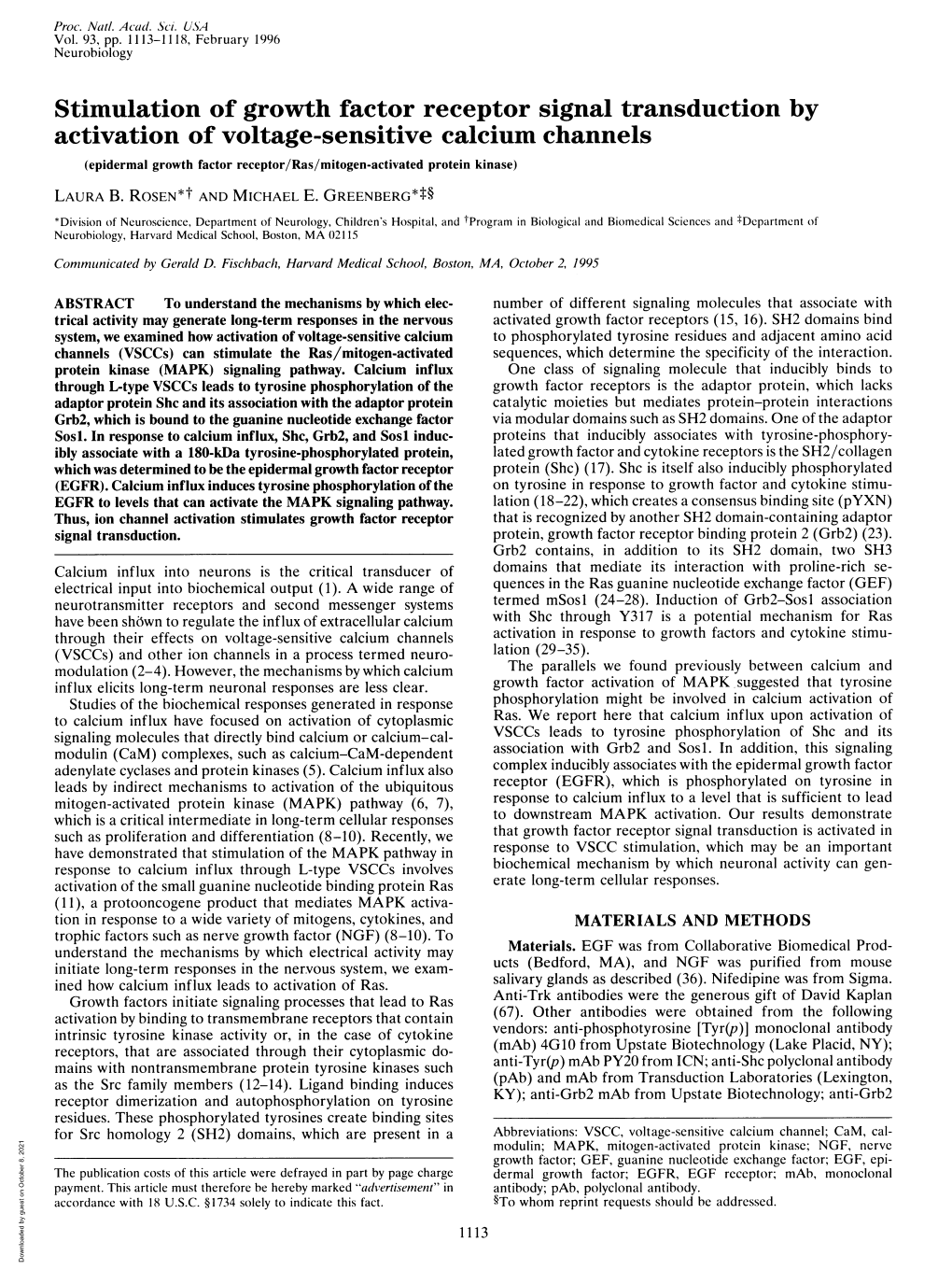 Stimulation of Growth Factorreceptor Signal Transduction by Activation Of