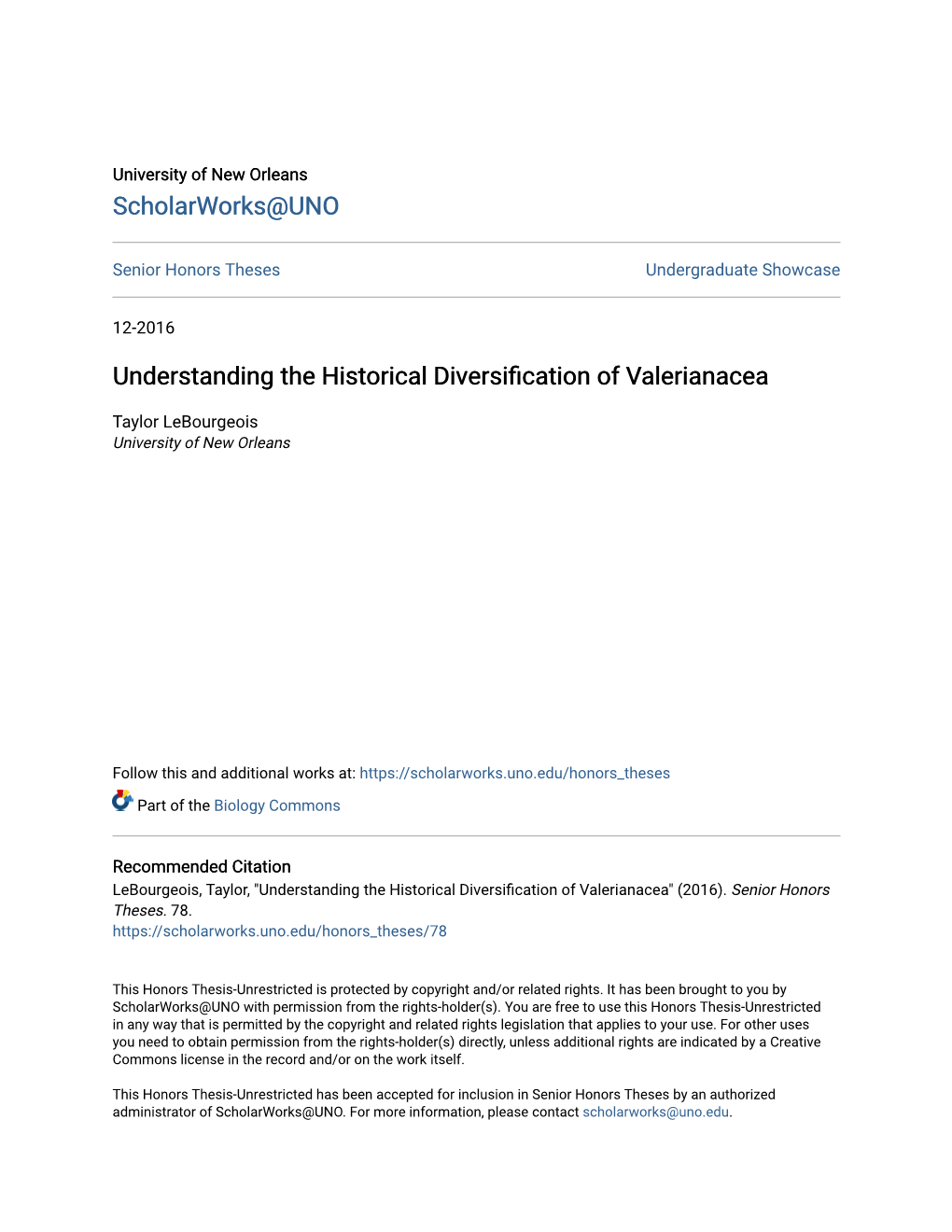 Understanding the Historical Diversification of Valerianacea